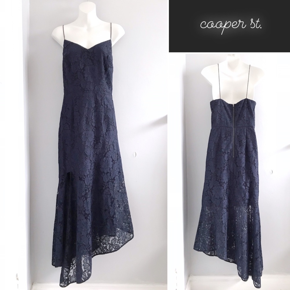 Cooper St. Navy Lace Asymmetrical Cami Dress • 6